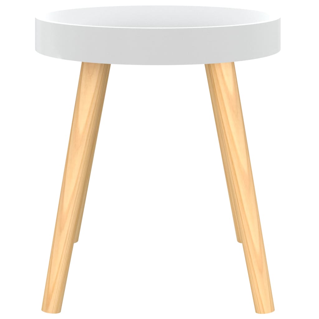 3 szintes fehér szerelt fa/tömör fenyőfa kisasztal 38x38x40 cm 