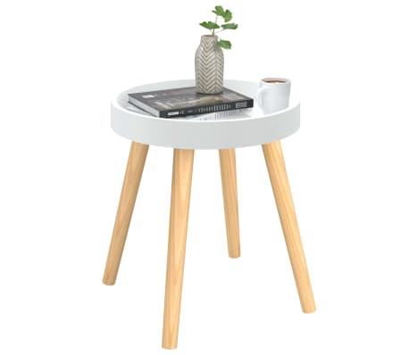 vidaXL Table d'appoint Blanc 38x38x40 cm Bois ing&eacute;nierie et pin massif