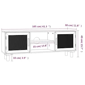TV stolek bílá 105x30x40 cm masivní borovice a přírodní ratan - obrázek 8