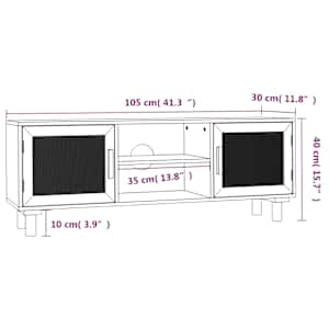 TV stolek černý 105x30x40 cm masivní borovice a přírodní ratan - obrázek 8