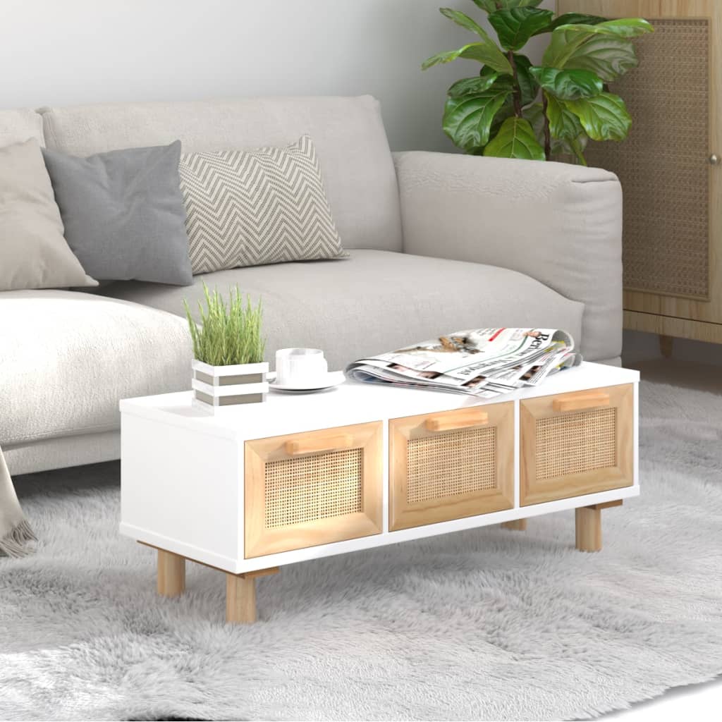 vidaXL Couchtisch Weiß 80x40x30 cm Holzwerkstoff & Massivholz Kiefer