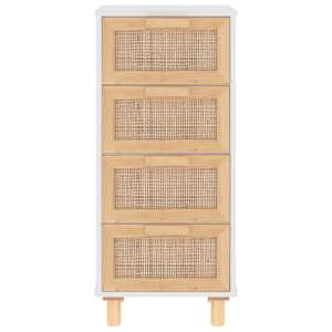 Příborník bílý 40x30x90 cm masivní borovice a přírodní ratan - obrázek 4