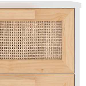 Příborník bílý 40x30x90 cm masivní borovice a přírodní ratan - obrázek 7