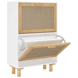 Botník bílý 52 x 25 x 80 cm kompozitní dřevo a přírodní ratan - obrázek 2