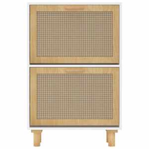 Botník bílý 52 x 25 x 80 cm kompozitní dřevo a přírodní ratan - obrázek 5
