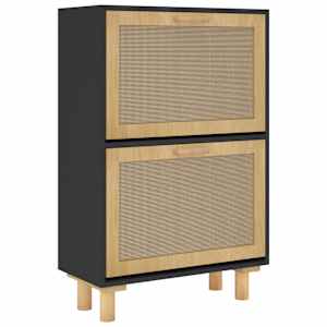 Botník černý 52 x 25 x 80 cm kompozitní dřevo a přírodní ratan - obrázek 4