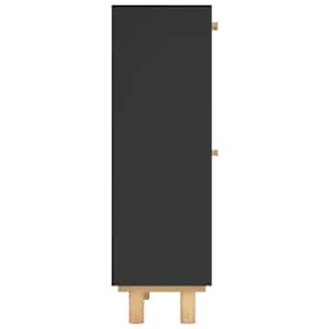 Botník černý 52 x 25 x 80 cm kompozitní dřevo a přírodní ratan - obrázek 6
