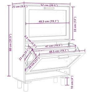Botník černý 52 x 25 x 80 cm kompozitní dřevo a přírodní ratan - obrázek 8