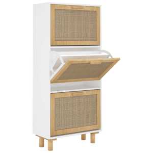 vidaXL kingakapp, valge, 52x25x115 cm, tehispuit ja naturaalne rotang