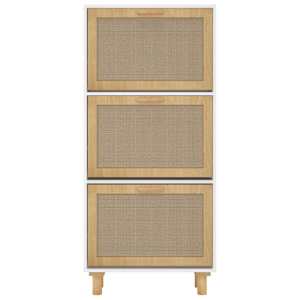 Botník bílý 52 x 25 x 115 cm kompozitní dřevo a přírodní ratan - obrázek 5