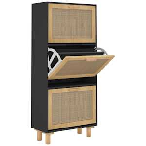 vidaXL kingakapp, must, 52x25x115 cm, tehispuit ja naturaalne rotang