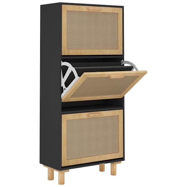 vidaXL kingakapp, must, 52x25x115 cm, tehispuit ja naturaalne rotang