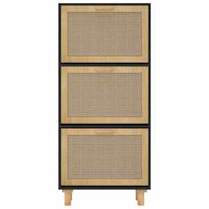 Botník černý 52 x 25 x 115 cm kompozitní dřevo a přírodní ratan - obrázek 5