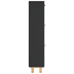 Botník černý 52 x 25 x 115 cm kompozitní dřevo a přírodní ratan - obrázek 6