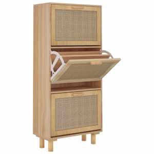 Botník hnědý 52 x 25 x 115 cm kompozitní dřevo a přírodní ratan - obrázek 2