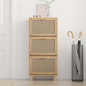 Botník hnědý 52 x 25 x 115 cm kompozitní dřevo a přírodní ratan - obrázek 3