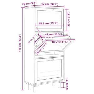 Botník hnědý 52 x 25 x 115 cm kompozitní dřevo a přírodní ratan - obrázek 8