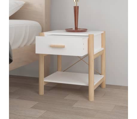 vidaXL feh&eacute;r szerelt fa &aacute;gy melletti asztal 42 x 38 x 45 cm