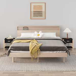 Nočna mizica 2 kosa črna 42x38x45 cm inženirski les