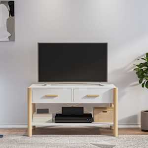 TV stolek bílý 82 x 38 x 45 cm kompozitní dřevo - obrázek 1