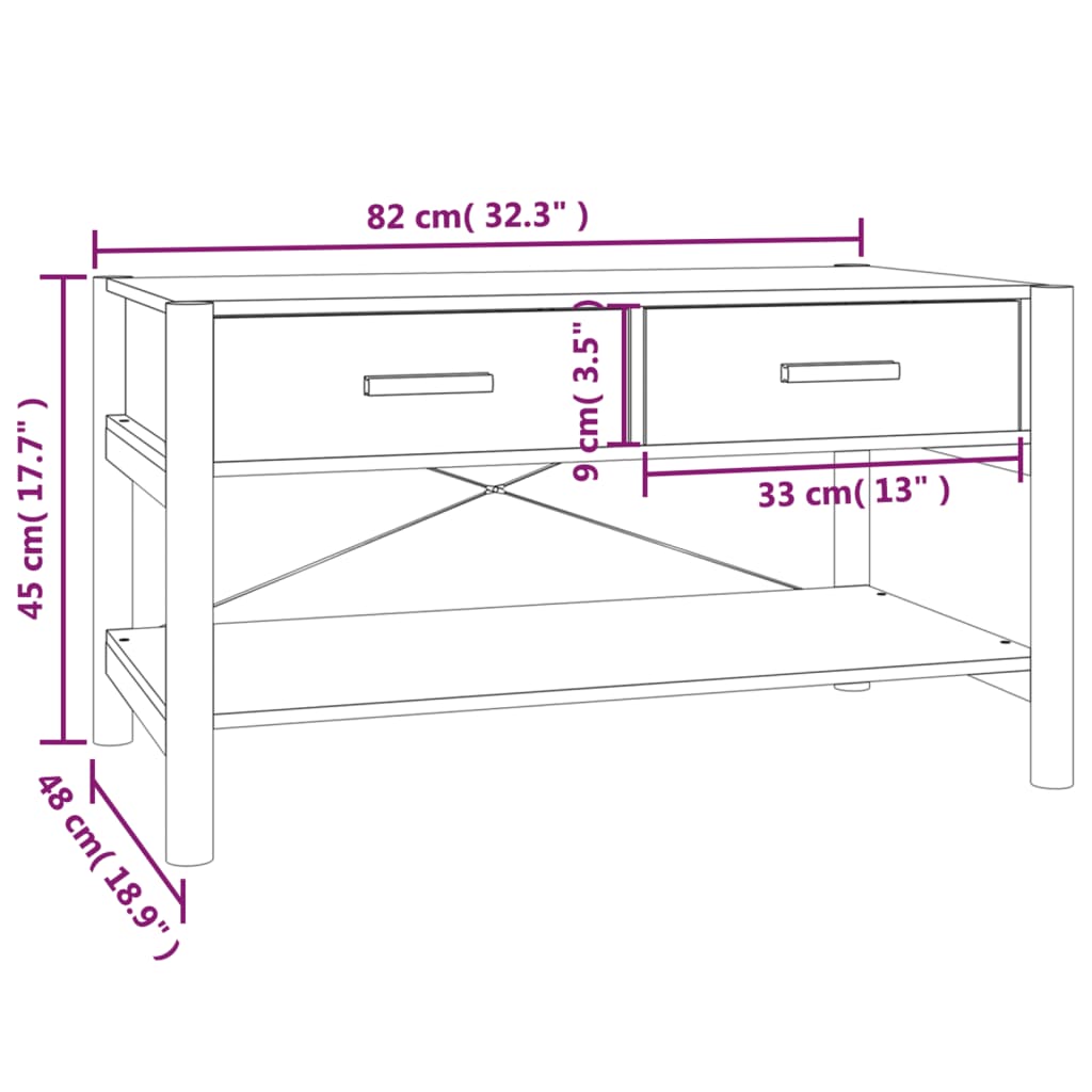 fekete szerelt fa dohányzóasztal 82 x 48 x 45 cm