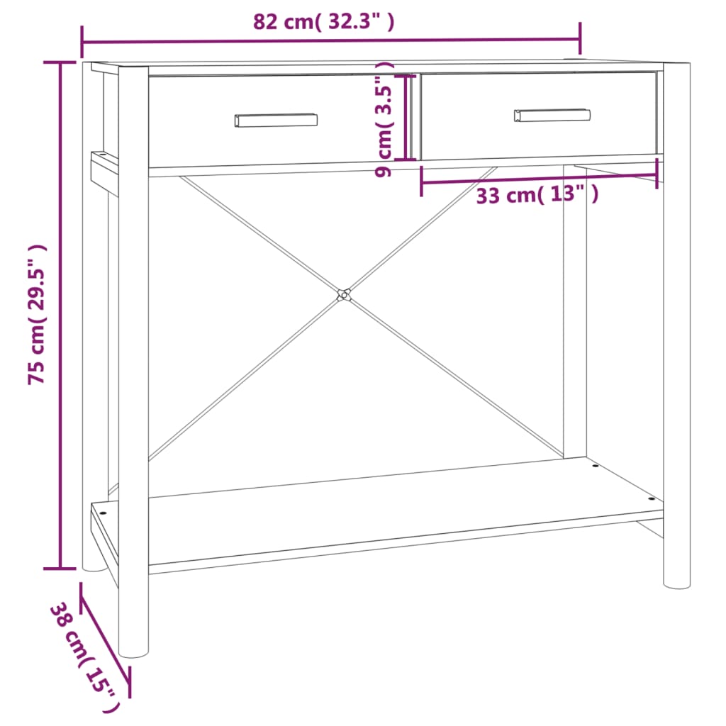 Fehér szerelt fa tálalóasztal 82x38x75 cm 