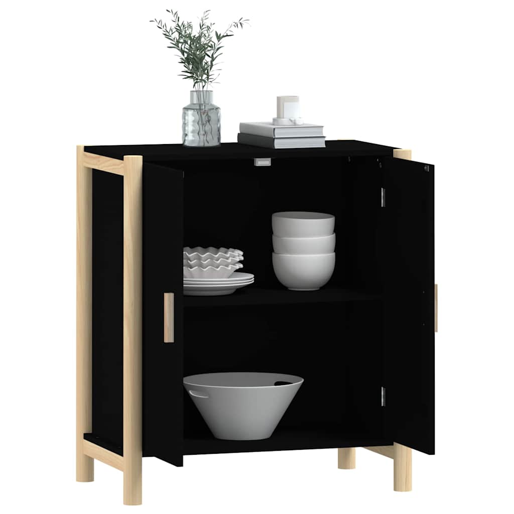 Aparador de madera contrachapada negro 62x38x70 cm 4