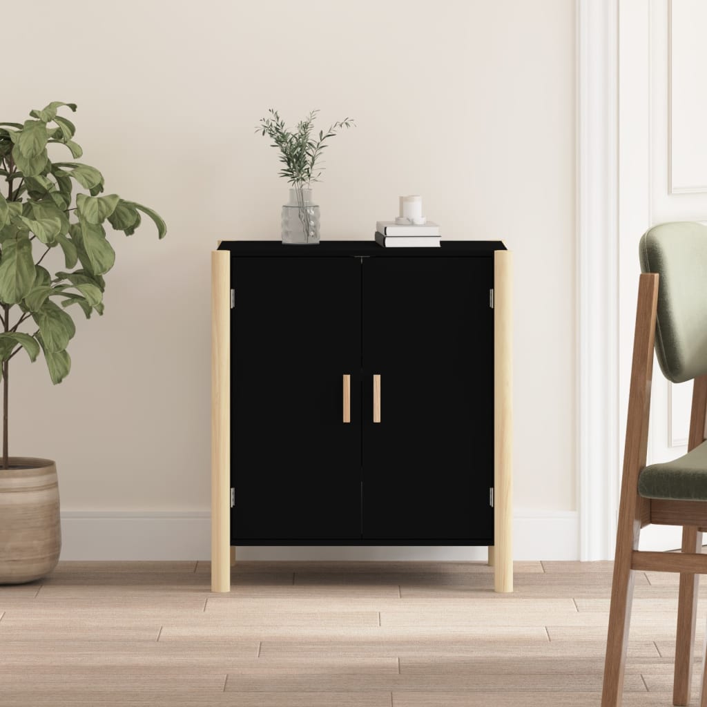 vidaXL Servantă, negru, 62x38x70 cm, lemn prelucrat