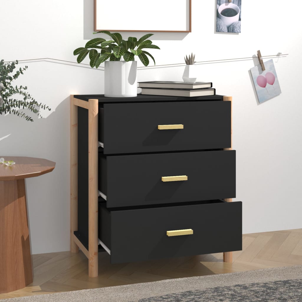 vidaXL Dressoir 62x38x70 cm bewerkt hout zwart afbeelding