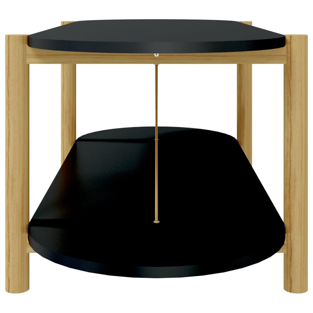 Fekete szerelt fa dohányzóasztal 110x48x40 cm 