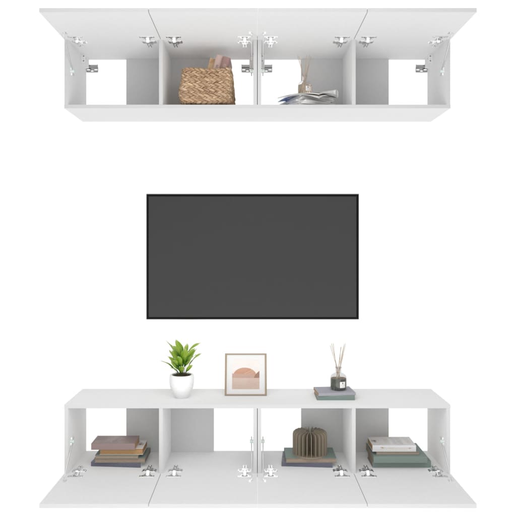 TV skříňky 4 ks bílé 80 x 30 x 30 cm kompozitní dřevo