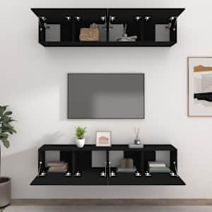 vidaXL TV-Schr&auml;nke 4 Stk. Schwarz 80x30x30 cm Holzwerkstoff