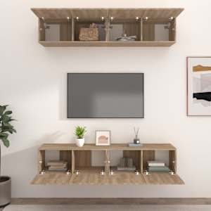 TV skříňky 4 ks dub sonoma 80 x 30 x 30 cm kompozitní dřevo - obrázek 3