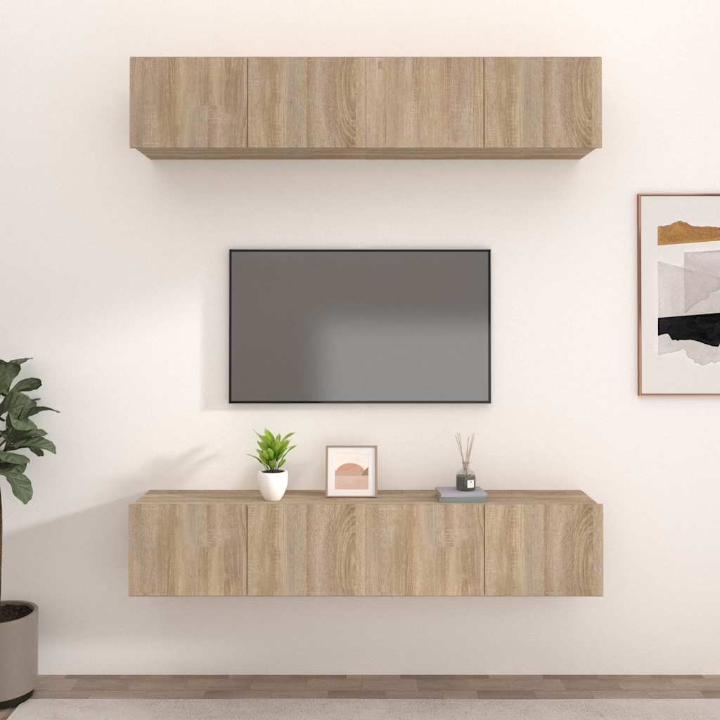 vidaXL tv-skabe 4 stk. 80x30x30 cm konstrueret træ sonoma-eg