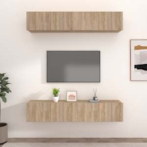 TV skříňky 4 ks dub sonoma 80 x 30 x 30 cm kompozitní dřevo - obrázek 1
