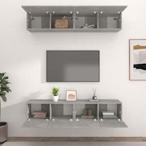 TV skříňky 4 ks betonově šedé 80 x 30 x 30 cm kompozitní dřevo - obrázek 3