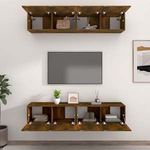 TV skříňky 4 ks kouřový dub 80 x 30 x 30 cm kompozitní dřevo - obrázek 3