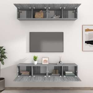 TV skříňky 4 ks šedé sonoma 80 x 30 x 30 cm kompozitní dřevo - obrázek 3