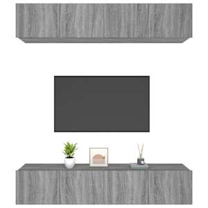 TV skříňky 4 ks šedé sonoma 80 x 30 x 30 cm kompozitní dřevo - obrázek 4