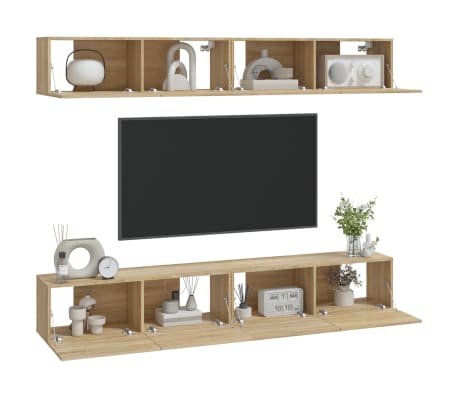 vidaXL Wall TV Cabinets 4 pcs Sonoma Oak 100x30x30 cm