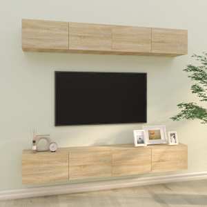 Nástěnné TV skříňky 4 ks dub sonoma 100 x 30 x 30 cm - obrázek 1
