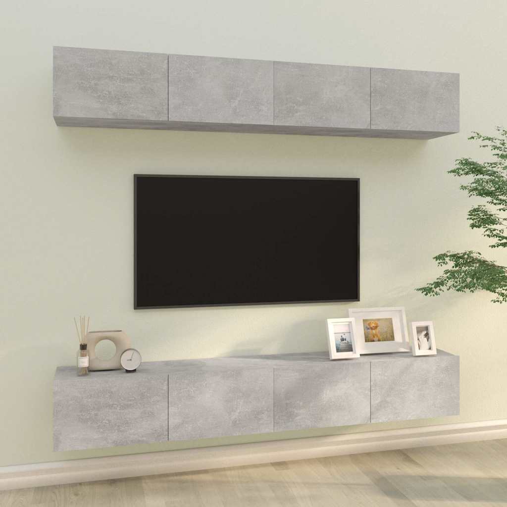 vidaXL væghængte tv-skabe 4 stk. 100x30x30 cm betongrå