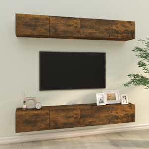 Nástěnné TV skříňky 4 ks kouřový dub 100 x 30 x 30 cm - obrázek 1