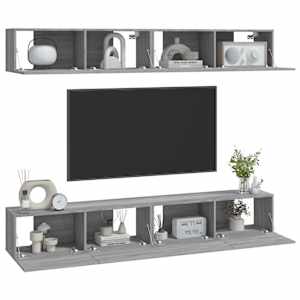 Nástěnné TV skříňky 4 ks šedé sonoma 100 x 30 x 30 cm - obrázek 3