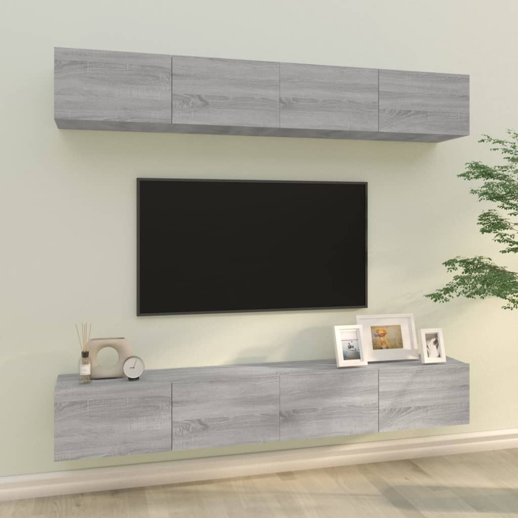 Meubles TV muraux 4 pcs Sonoma gris 100x30x30 cm | meublestv.fr