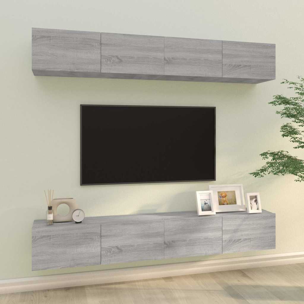 vidaXL �cienne szafki TV, 4 szt., szary d�b sonoma, 100x30x30 cm