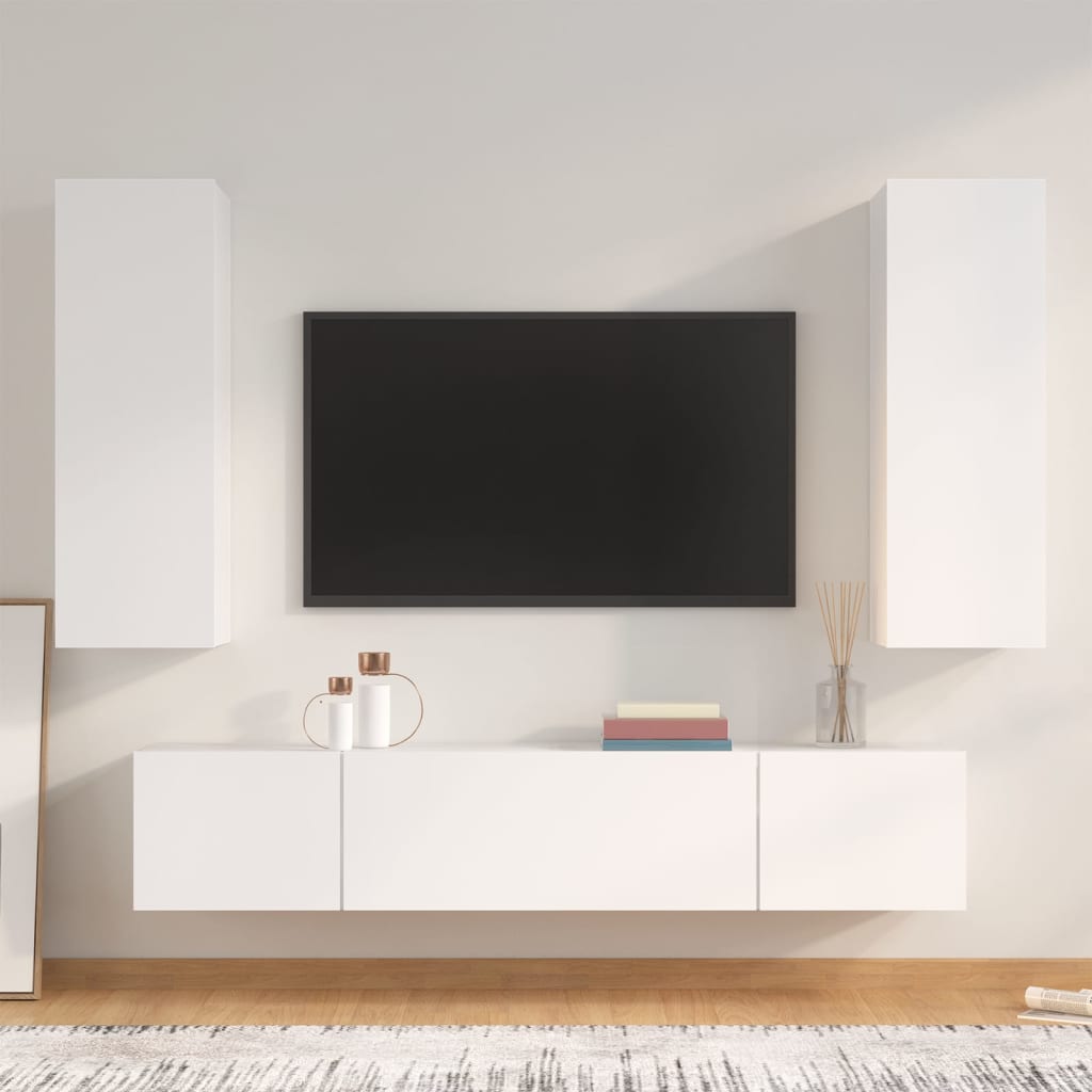 4dílný set TV skříněk bílý kompozitní dřevo