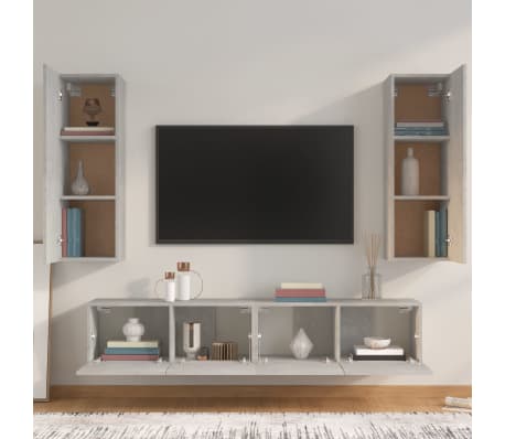 vidaXL 4-dijelni set TV ormarića siva boja betona drveni