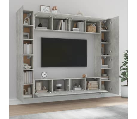 vidaXL 8-tlg. TV-Schrank-Set Betongrau Holzwerkstoff