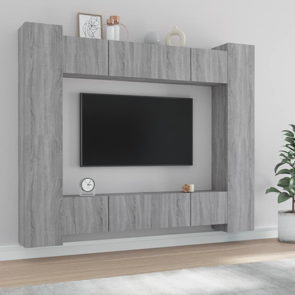 vidaXL 8-cz�ciowy zestaw szafek telewizyjnych, szary d�b sonoma